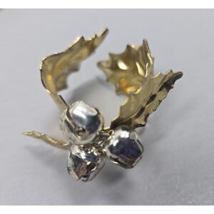 Vintage Department 56 Holly Leaf Napkin Rings Set of 4 Gold Tone Silver Bells